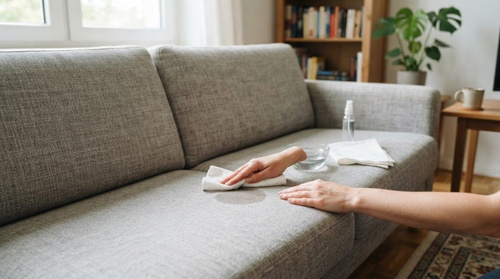 Flecken aus dem Stoffsofa entfernen, ohne Wasserränder zu hinterlassen Flecken aus dem Stoffsofa entfernen, ohne Wasserränder zu hinterlassen