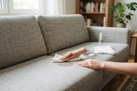 Flecken aus dem Stoffsofa entfernen, ohne Wasserränder zu hinterlassen