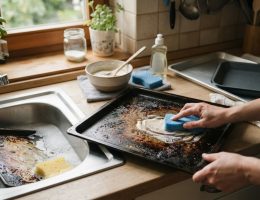 Eingebranntes Backblech reinigen