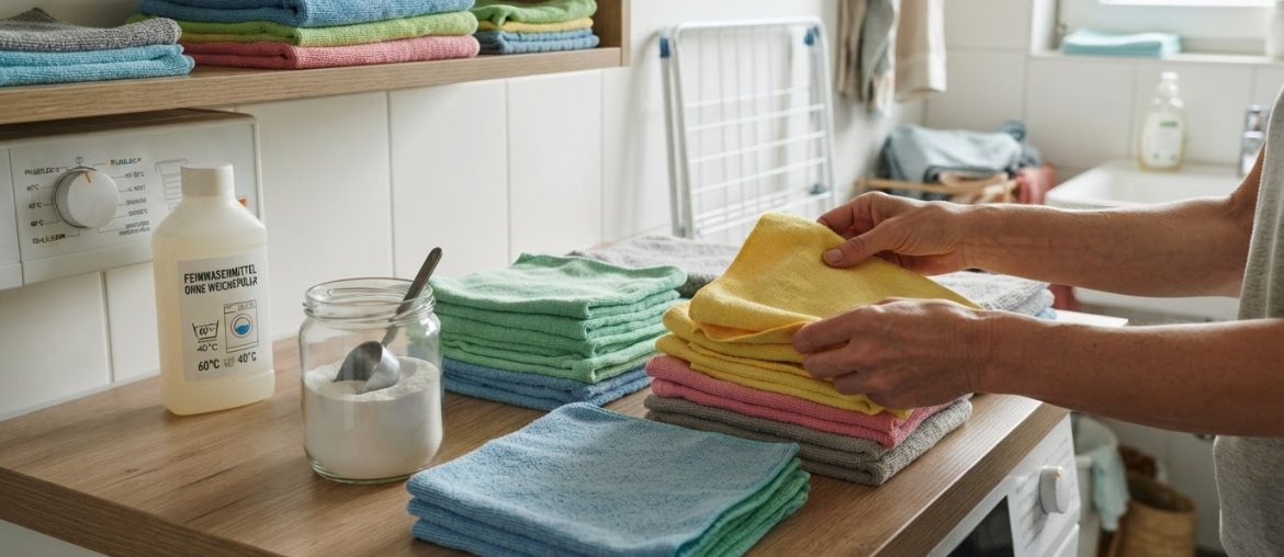 Mikrofasertücher richtig waschen, damit sie saugfähig bleiben