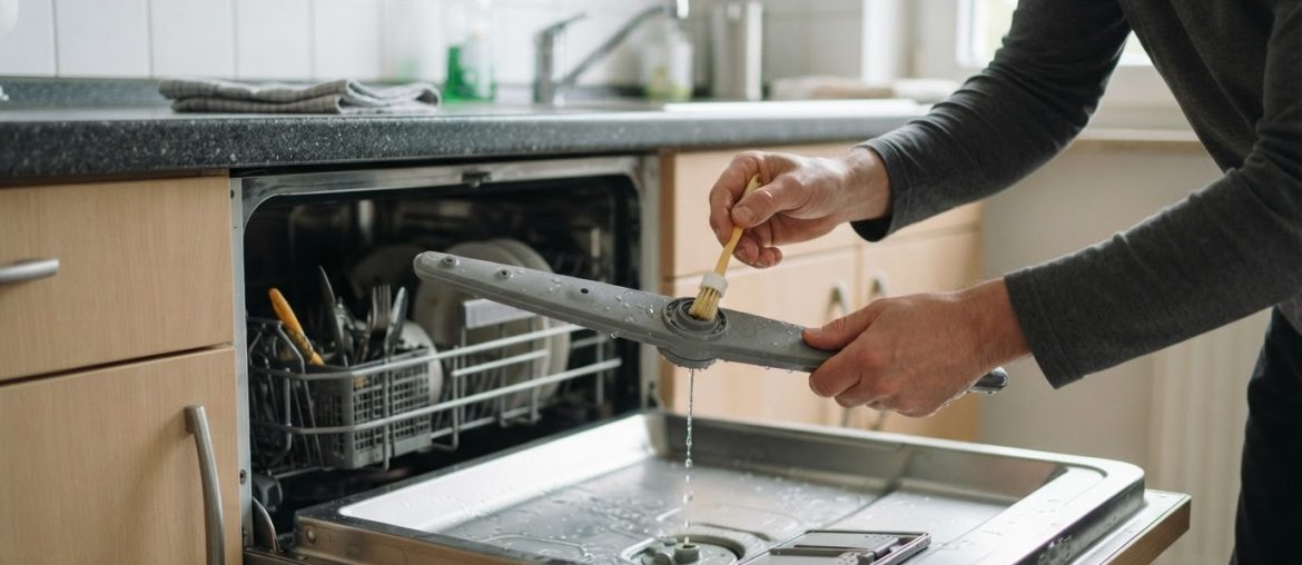Sprüharme der Spülmaschine reinigen, wenn Gläser und Teller schmutzig bleiben