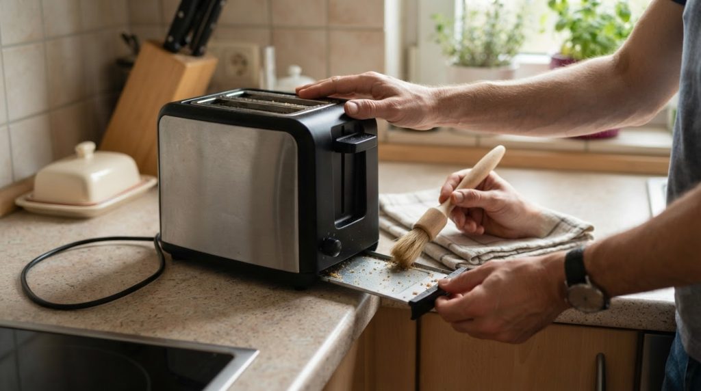 Toaster von Krümeln befreien, ohne das Gerät auseinanderzubauen Toaster von Krümeln befreien, ohne das Gerät auseinanderzubauen