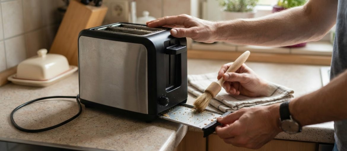 Toaster von Krümeln befreien, ohne das Gerät auseinanderzubauen