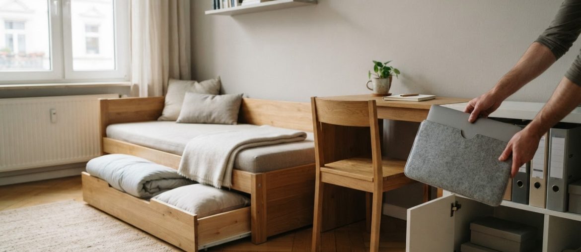 Gästezimmer und Homeoffice in einem Raum