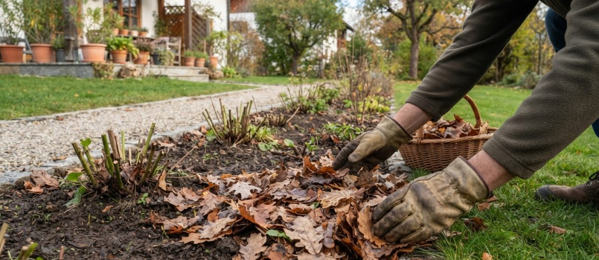 Herbstlaub als Mulch nutzen