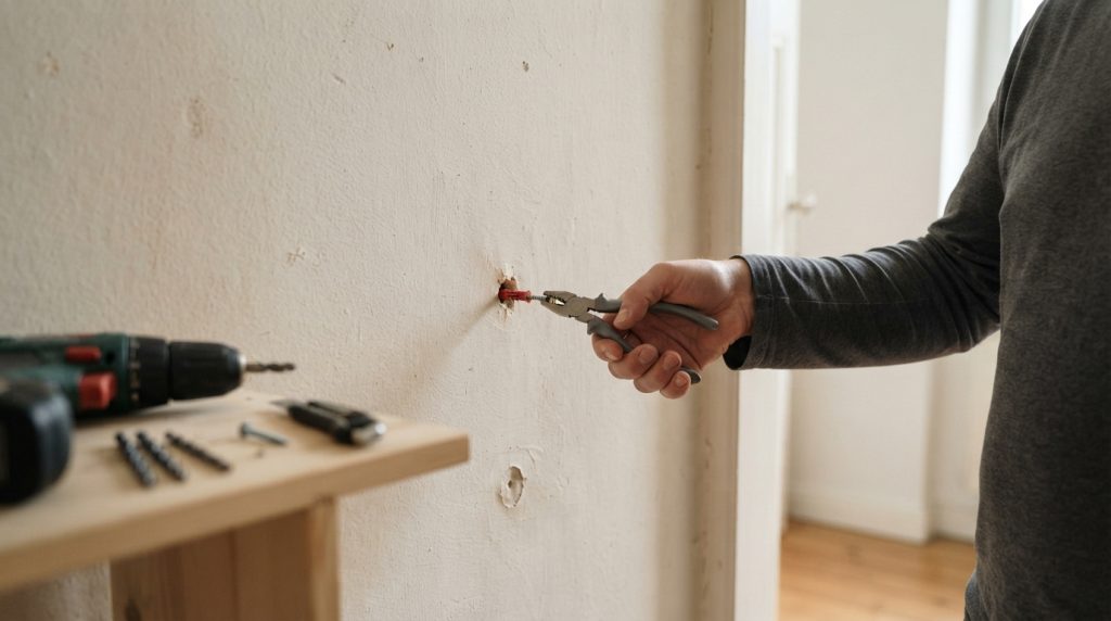 Alten Dübel aus der Wand entfernen, ohne ein großes Loch zu machen Alten Dübel aus der Wand entfernen, ohne ein großes Loch zu machen