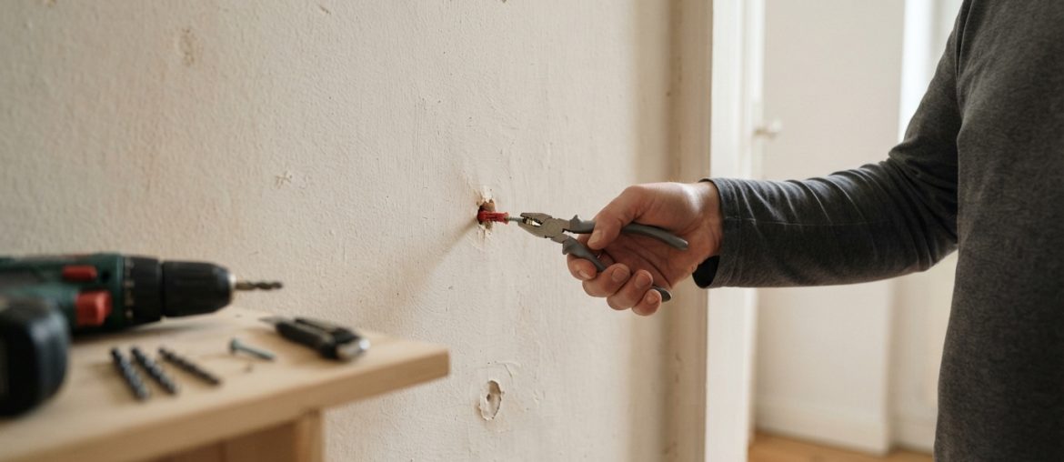 Alten Dübel aus der Wand entfernen, ohne ein großes Loch zu machen
